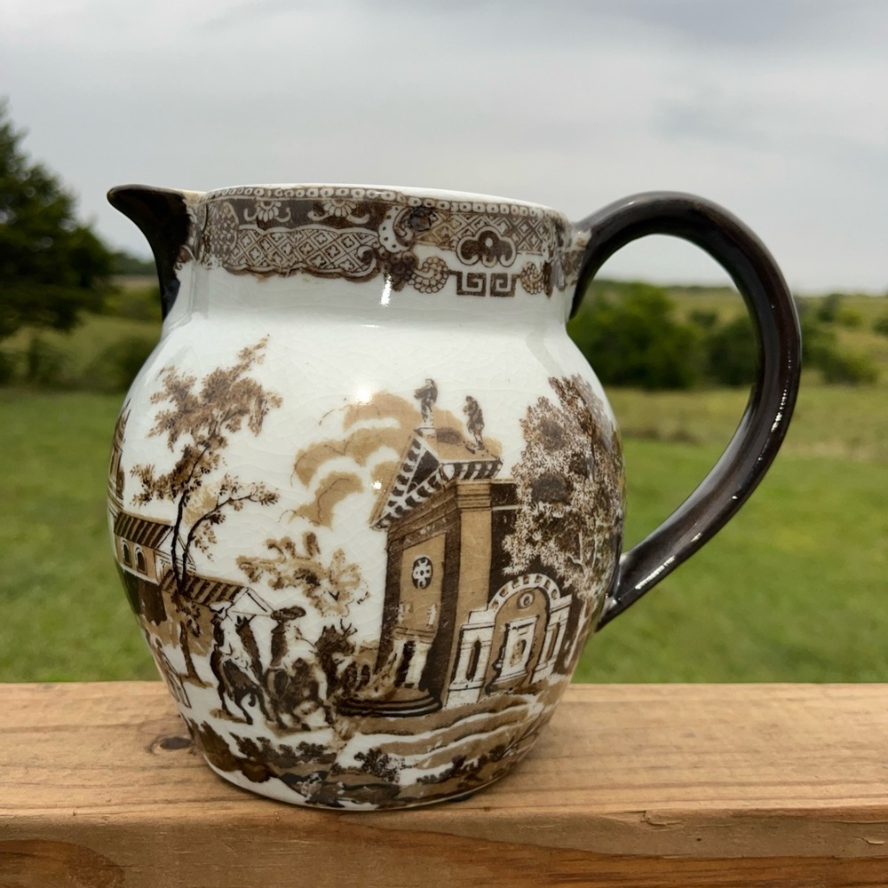 RARE Brown Vintage VICTORIA WARE IRONSTONE Pitcher  6 1/2” Tall